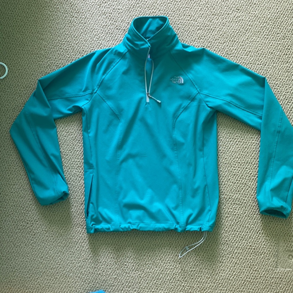 Teal north face water resistant pullover - M